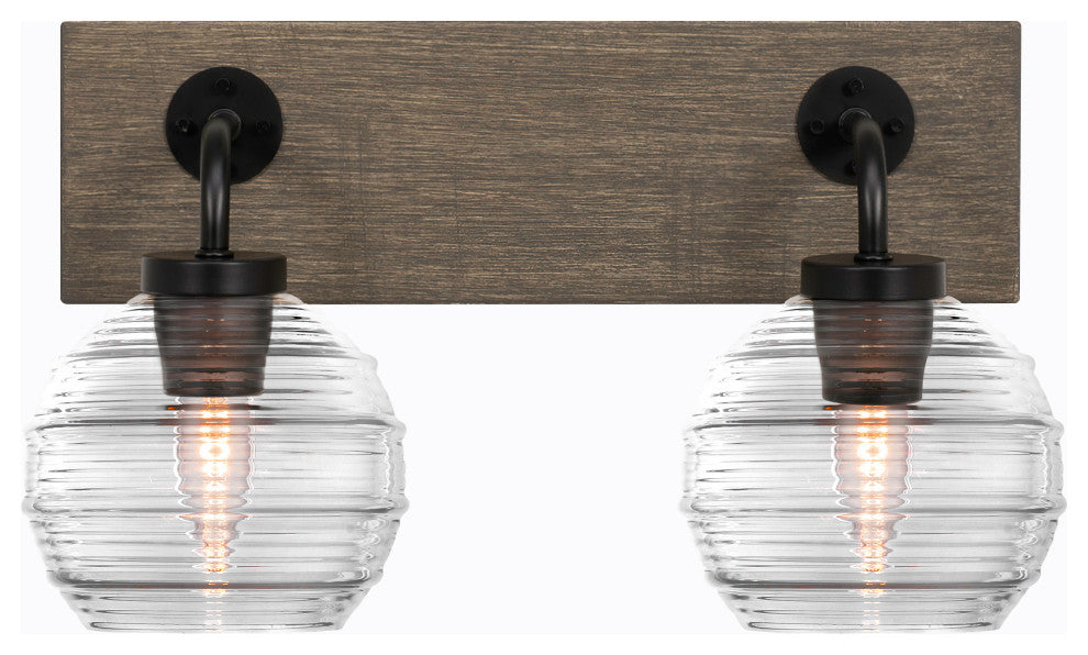 Oxbridge, Bath Bar, Matte Black & Painted Distressed Metal, 6" Clear Ribbed