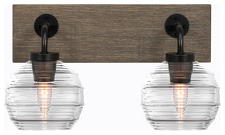 Oxbridge, Bath Bar, Matte Black & Painted Distressed Metal, 6" Clear Ribbed