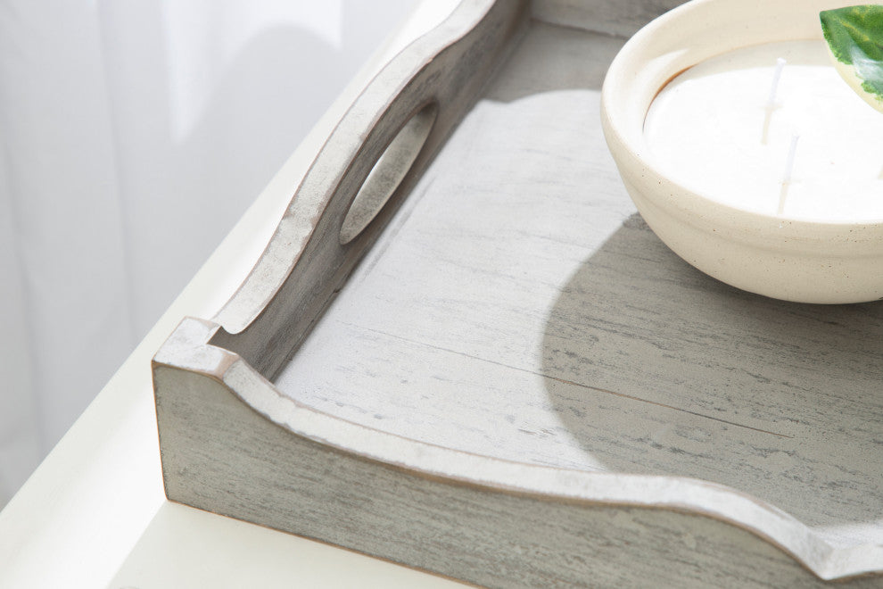 Astral Decorative Wood Tray, Gray, 12"x17"