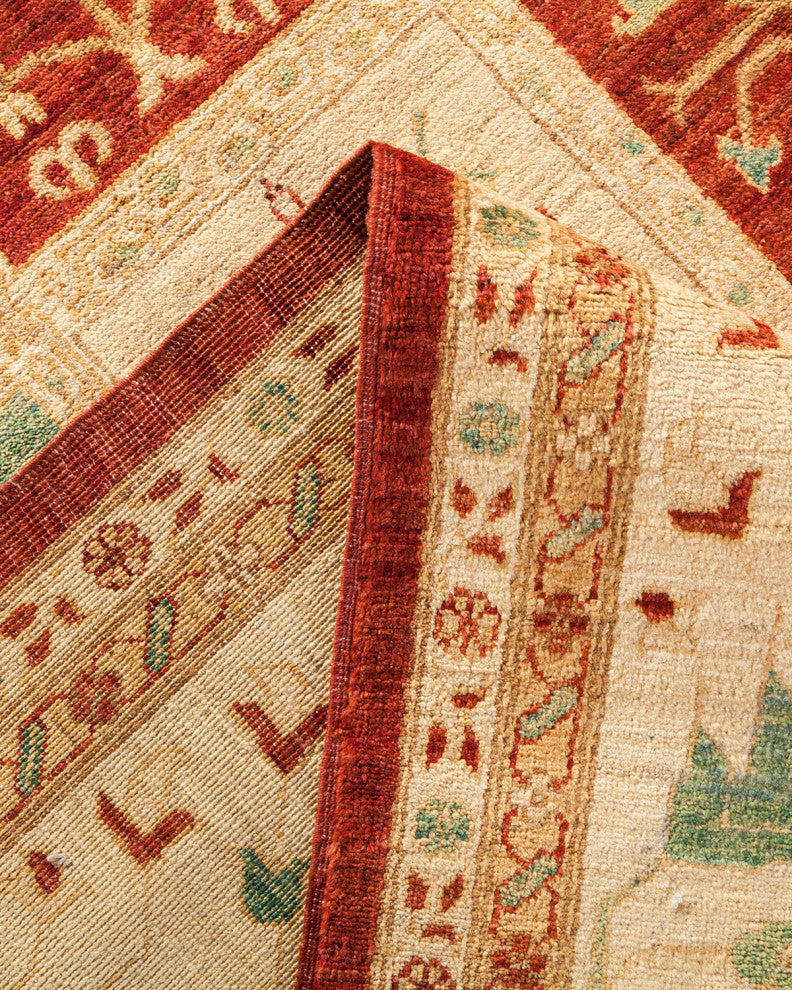 Eclectic, One-of-a-Kind Hand-Knotted Area Rug Red, 10'1"x14'9"
