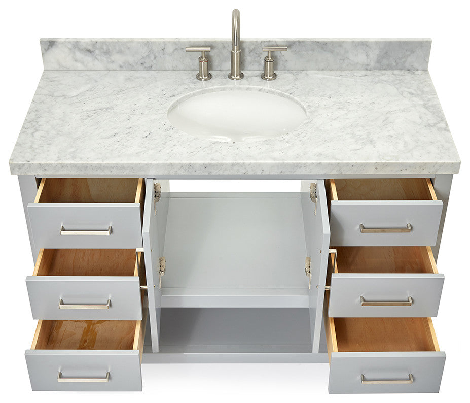Ariel Magnolia 49" Oval Sink Bath Vanity Carrara Marble Gray