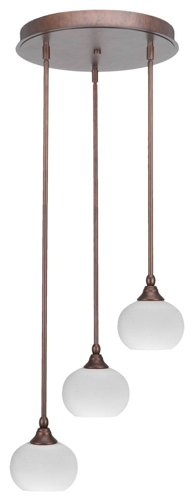 Empire 3-Light Cluster Pendalier, Bronze/White Muslin