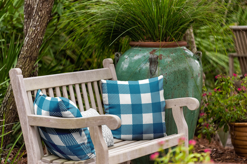 Buffalo Plaid Indoor/Outdoor Throw Pillow, Unreal Teal, 18"x18"