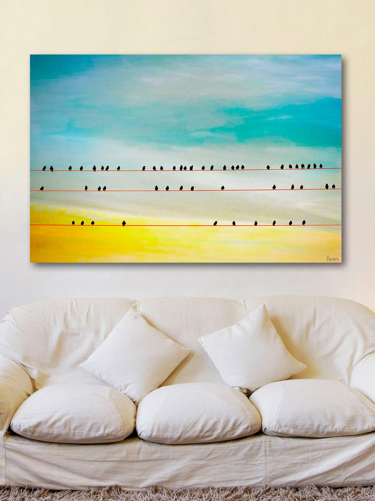 "Birds Hangin" Fine Art Canvas Print, 24"x16"