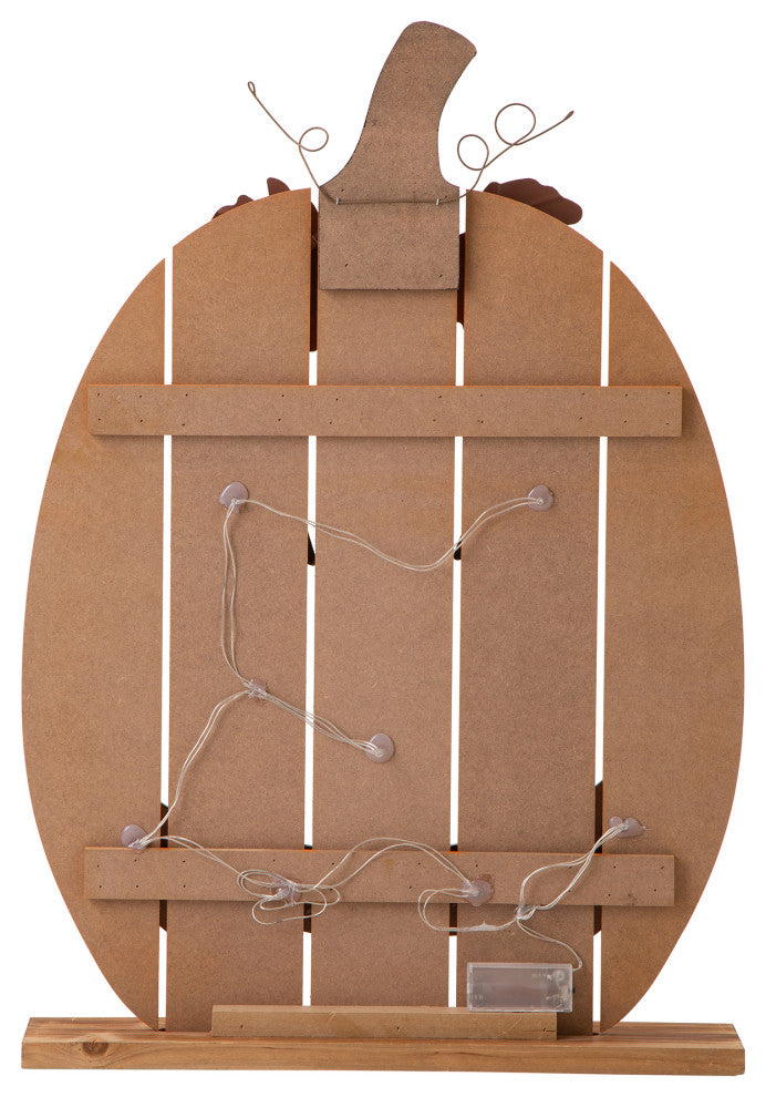 30"H Lighted Wooden  Pumpkin Porch Decor