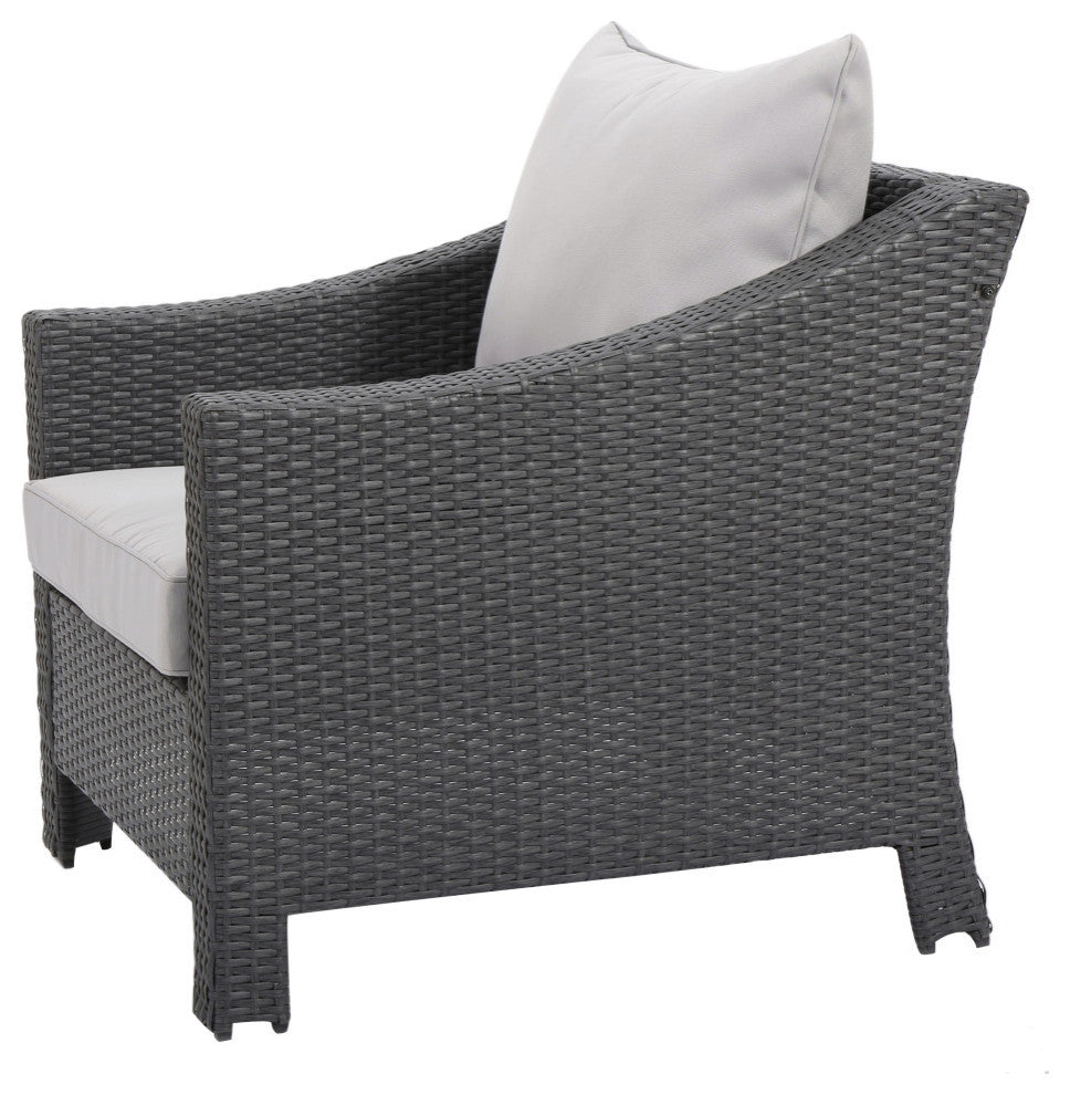 GDF Studio 3-Piece Antibes Outdoor Gray Polyethylene Chat Set
