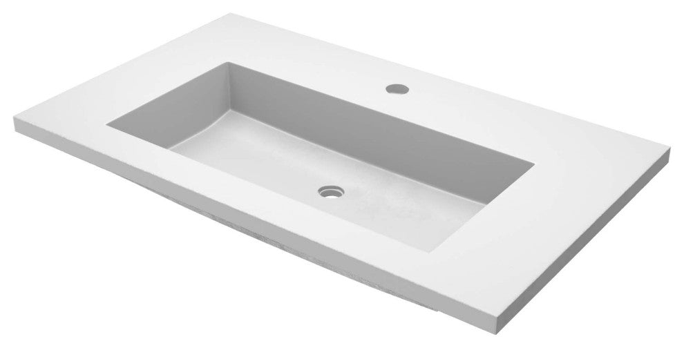 36" Capistrano Vanity Top with Integral Sink, Pearl, Single Faucet Hole