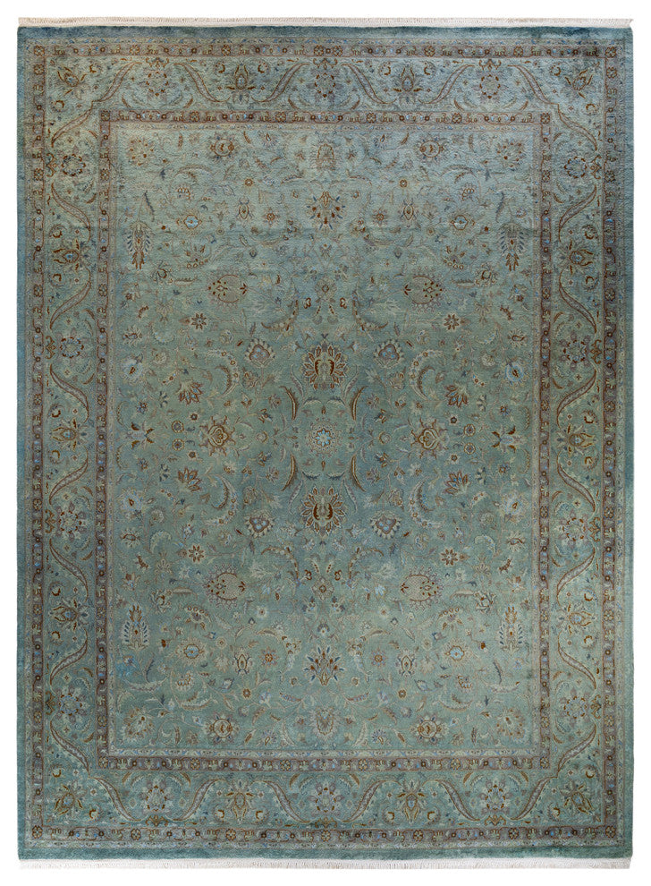 Fine Vibrance, One-of-a-Kind Hand-Knotted Area Rug Blue, 9' 2" x 12' 6"