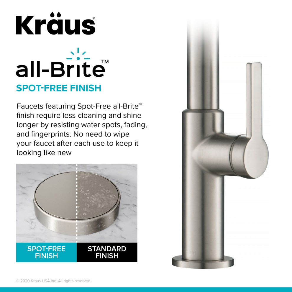 Oletto Pull-Down 1-Hole Kitchen Faucet, Spot Free Stainless Steel