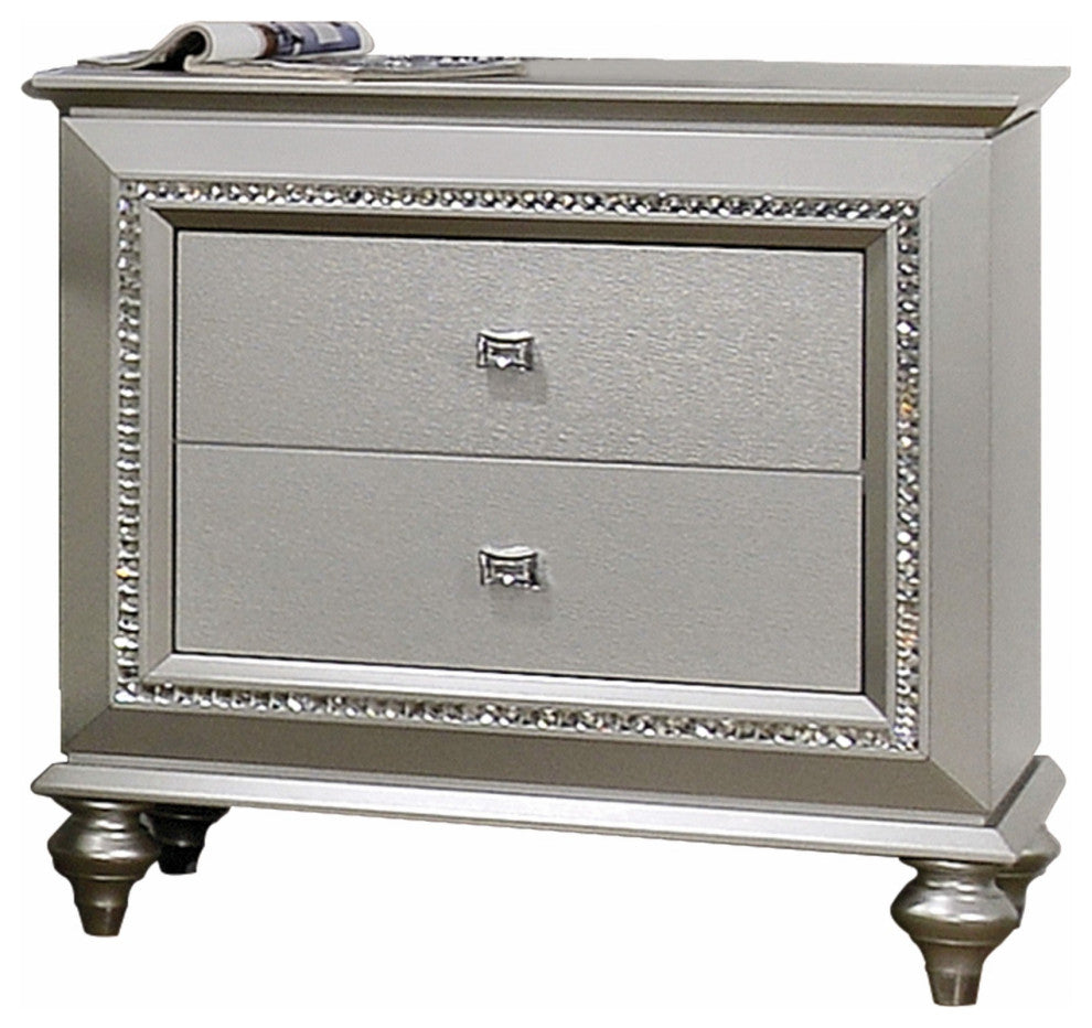 30" Champagne Mirrored Nightstand