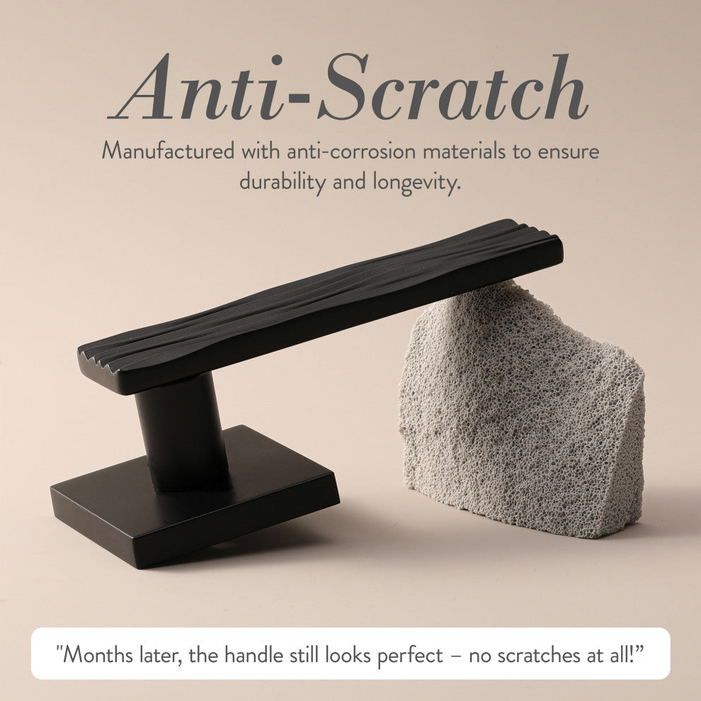 Modern Heavy Duty Designer Interior Door Lever - Ridge Collection, Matte Black, Passage Right Hand