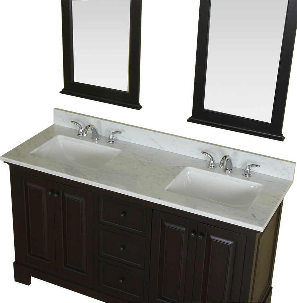 Richmond 60" Bathroom Vanity With Carrera Marble Top and Mirror