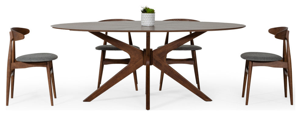 Prospect Dining Table, 75", Walnut, Midcentury, Oval