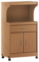 Hodedah Microwave Contemporary Wooden Kitchen Cart in Beige Finish
