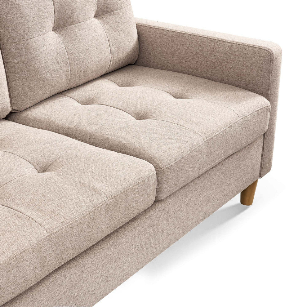 Stagecoach 87" 2-Piece Tufted Reversible Sectional With Ottoman, Beige