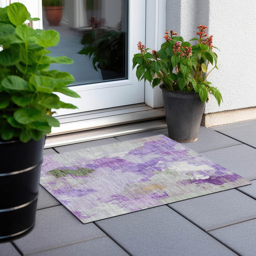 Machine Washable Indoor/Outdoor Chantille ACN1914 Purple 1'8" x 2'6" Rug