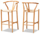 Meike Modern Collection, Set of 2, Beige/Oak Brown, Bar Stool