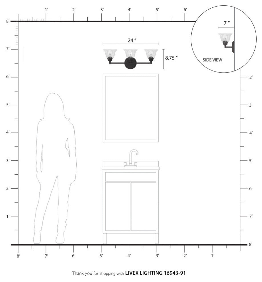 Moreland 3 Light Brushed Nickel Vanity Sconce