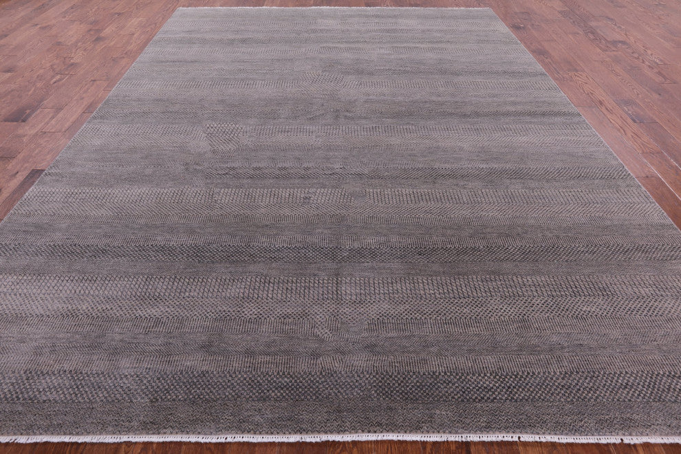 9' 0" X 12' 3" Gabbeh Savannah Grass Handmade Wool and Silk Rug Q6731