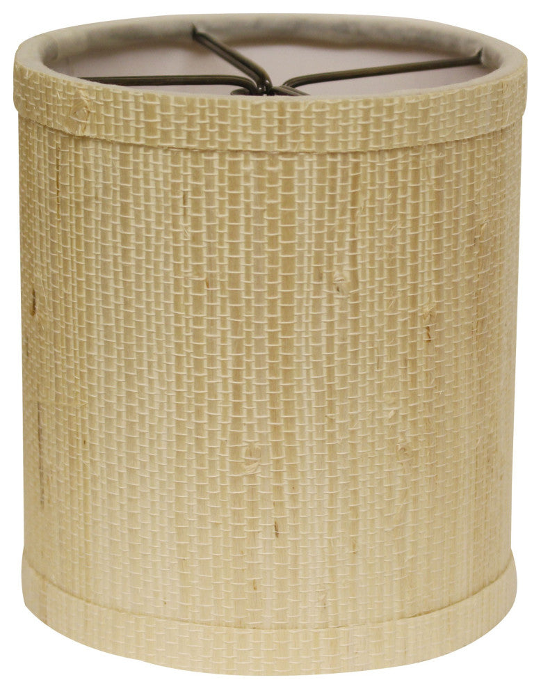 4" Ivory Grasscloth Set of 6 Drum Chandelier Lampshades