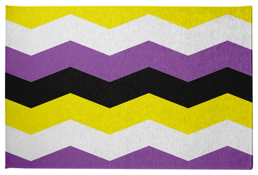 Non-Binary Chevron Chenille Rug, Non-Binary Chevron, 2'x3'
