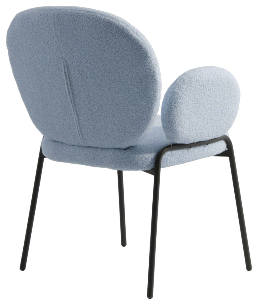 Celestial Boucle Dining Chairs Modern Upholstered with Iron Legs, Blue