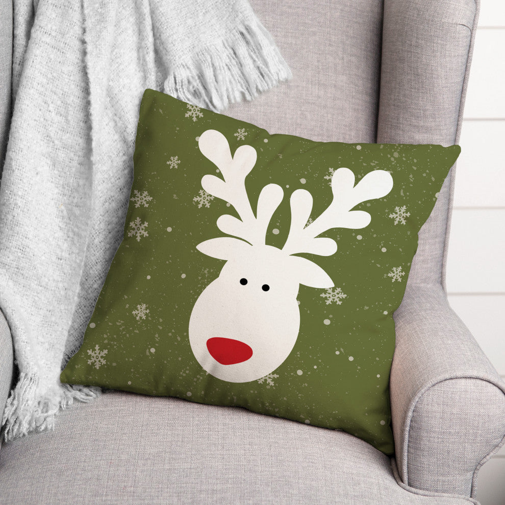 Dark Green Reindeer 16x16 Spun Poly Pillow