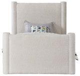 Elias Upholstered Bed, Cream, Twin, Boucle Fabric