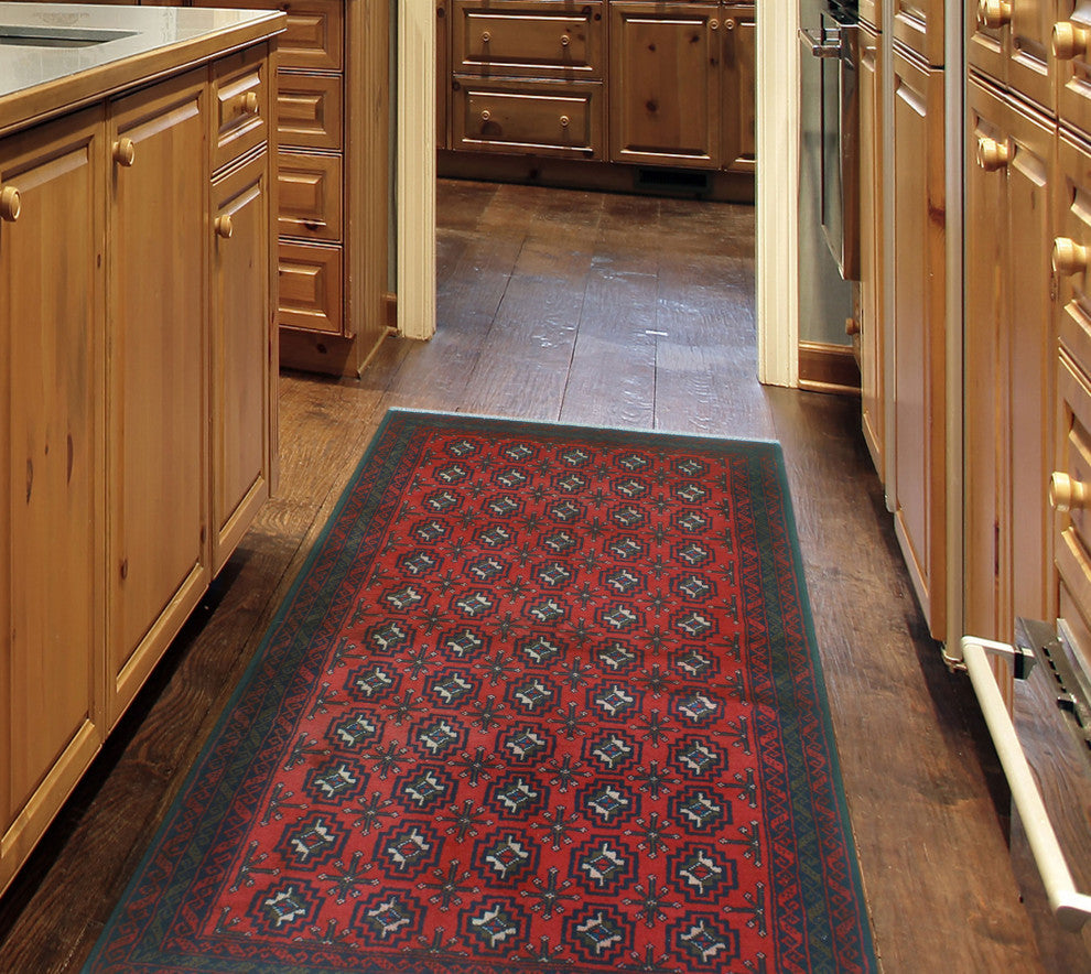 Vintage Distressed Hadier Red/Navy Rug, 3'6x6'0