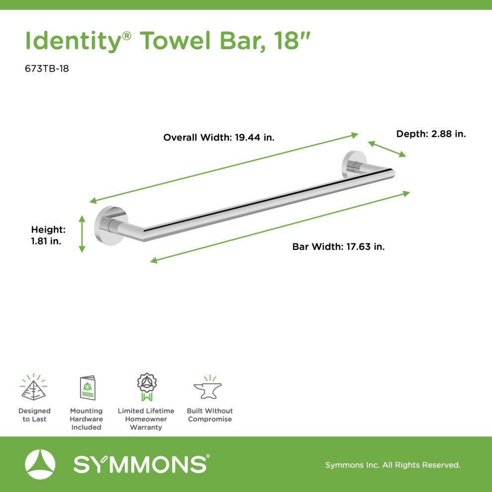 Identity 18" Towel Bar, Chrome