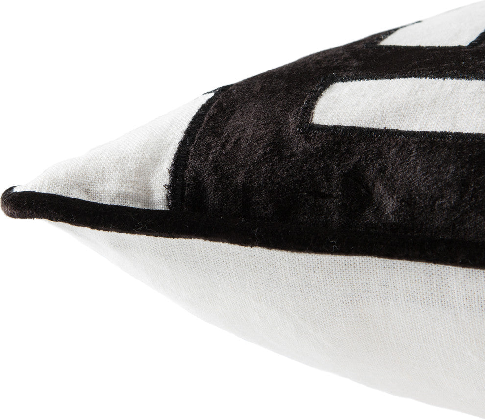 Jaipur Living Ordella White/Black Geometric Throw Pillow 22", Poly Fill