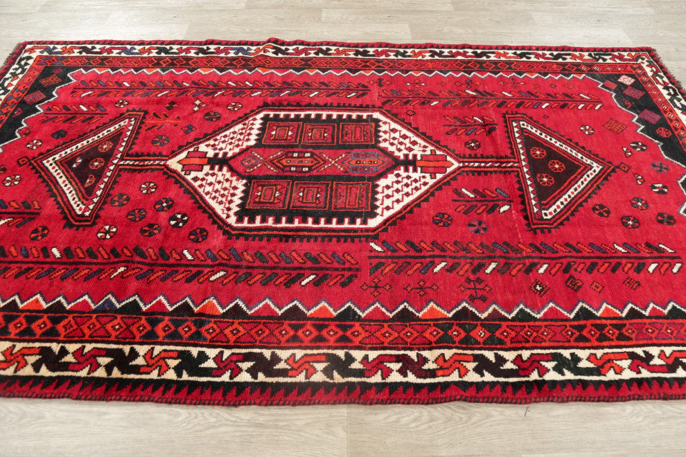 Consigned, Oriental Traditional Handmade Persian Distressed Area Rug, Red, 5x9