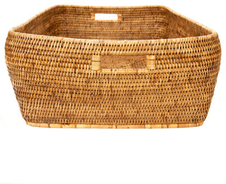 Artifacts Rattan Rectangular Oblong Storage Basket, Honey Brown, Small