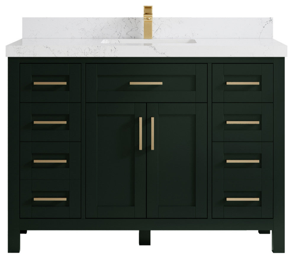 Cambridge 48 Single Sink Bath Vanity in Dark Forest Green 2" Empira Quartz