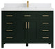 Cambridge 48 Single Sink Bath Vanity in Dark Forest Green 2" Empira Quartz