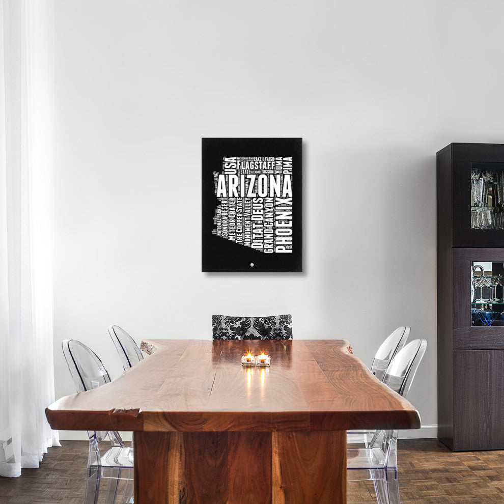 "Arizona Black and White Map" Fine Art Print