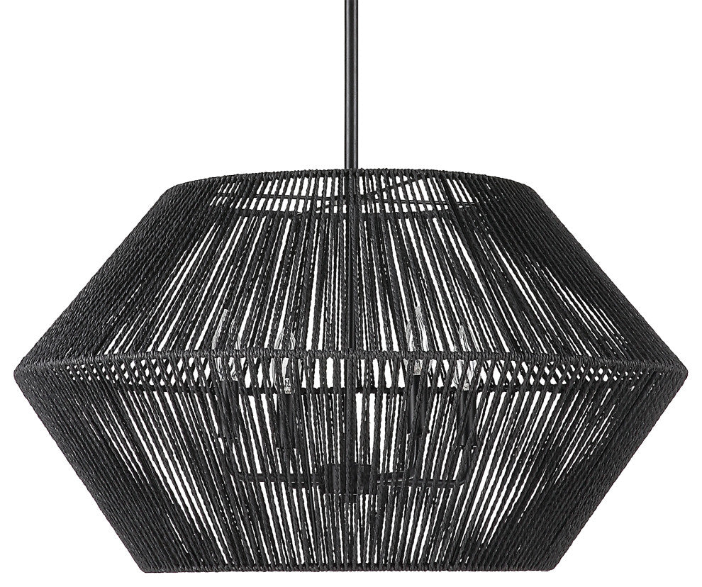 Uttermost 21589 Suva 4 Light Black Rope Pendant