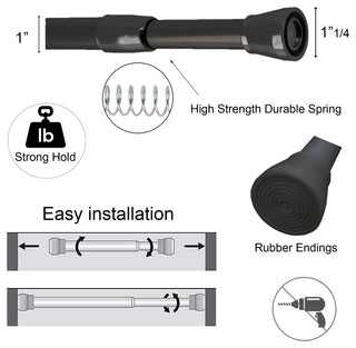 Tension Adjustable Shower Curtain Rod 43-79 Inches, Black
