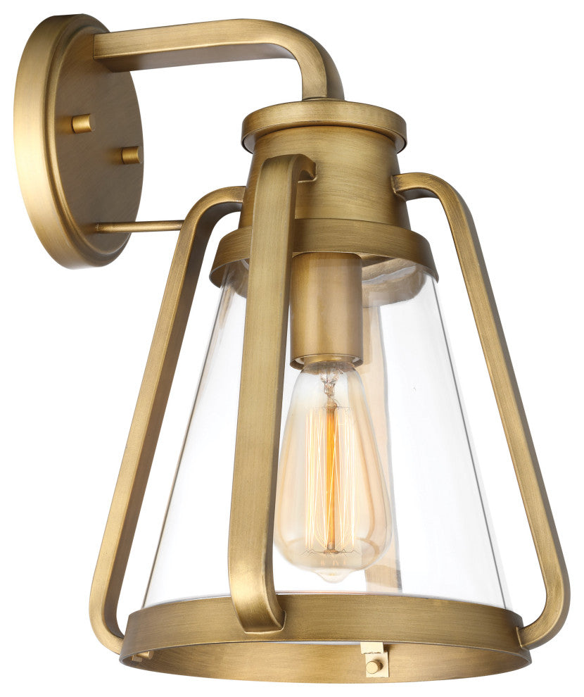 Everett 1-Light Large Wall Sconce, Natural Brass With Clear Glass
