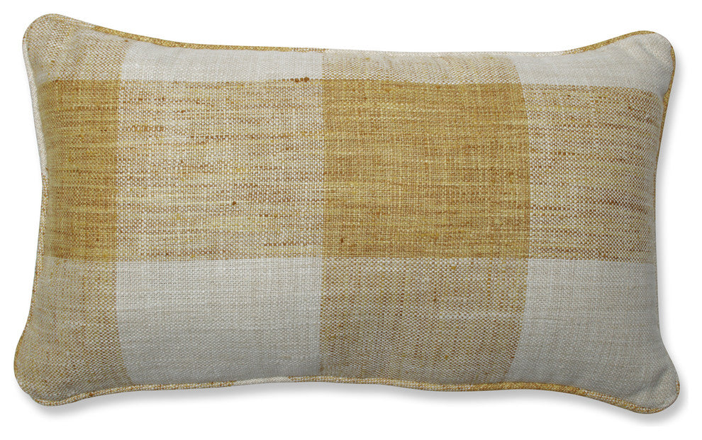 Pillow Perfect Indoor Check Please Sunshine Yellow Rectangular Throw Pillow