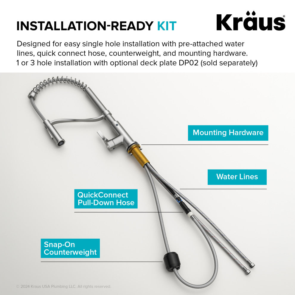 KRAUS Torak Commercial Style 2-Function 1-Handle Pull Down Kitchen Faucet SFS