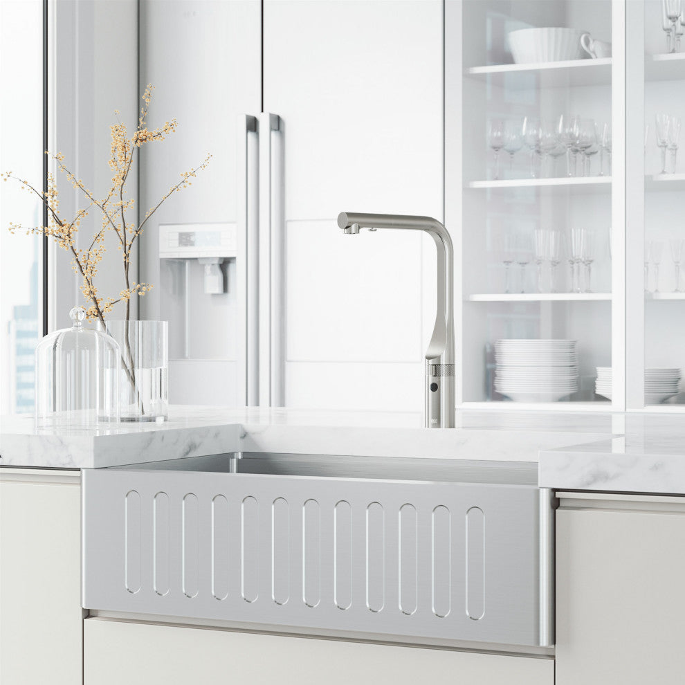 VIGO Jewel 15" H Touchless Pull-Out Sprayer Kitchen Faucet, Stainless Steel