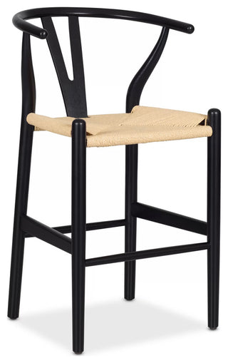 Elite Living (Single) Wishbone Solid Wood Y-Arm Counter Stool, Natural/Black