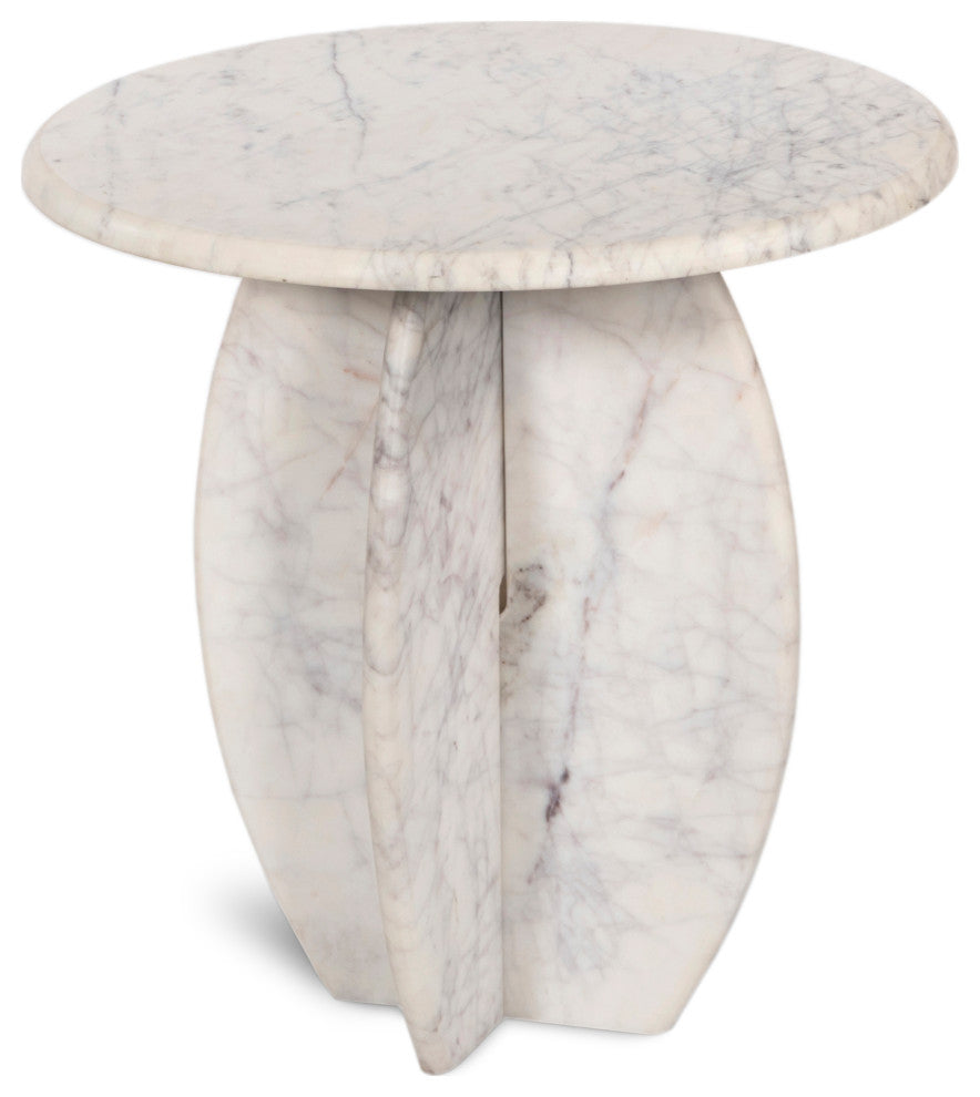 Formentera Marble Coffee Table, White, End Table