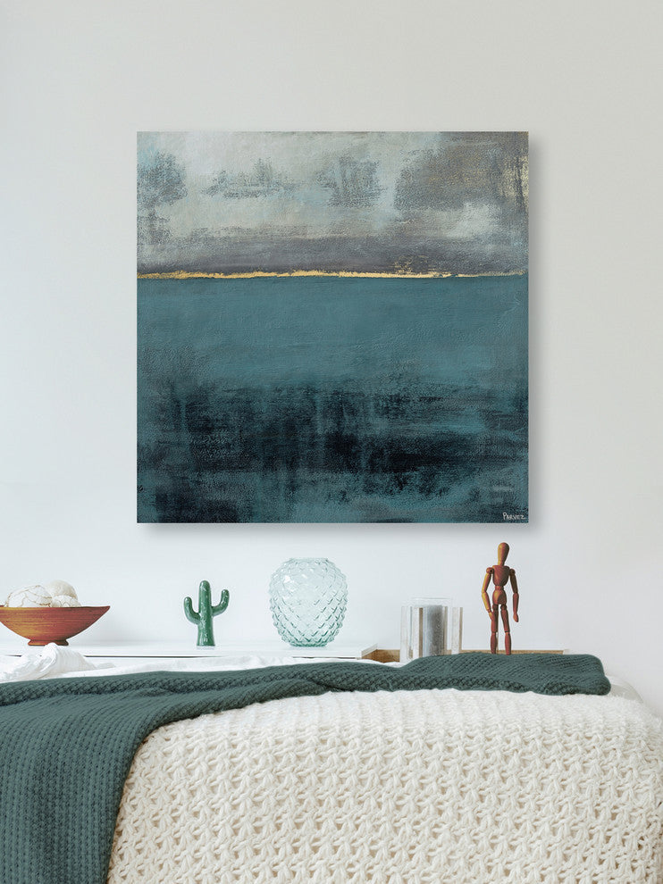 "City Lights at the Bayou End" Painting Print on Wrapped Canvas, 48"x48"