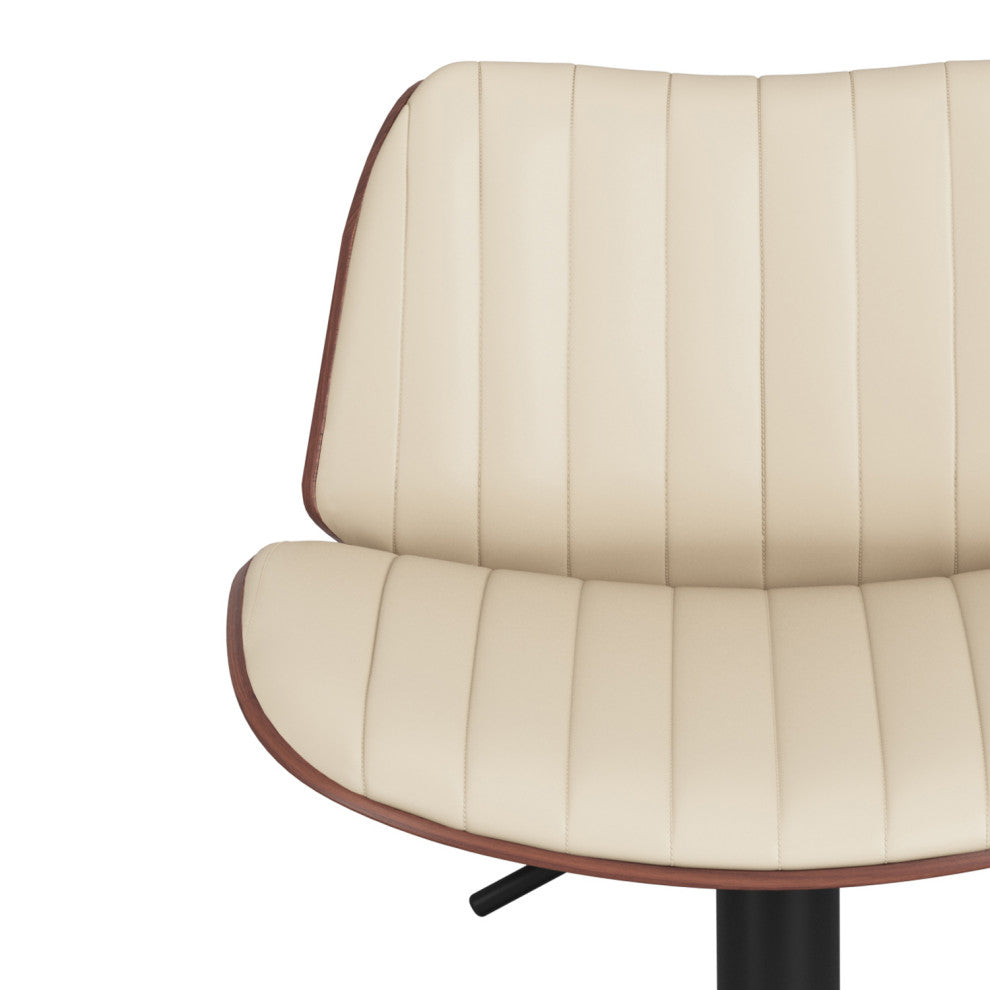 Goulding Adjustable Swivel Bar Stool, Cream Vegan Faux Leather