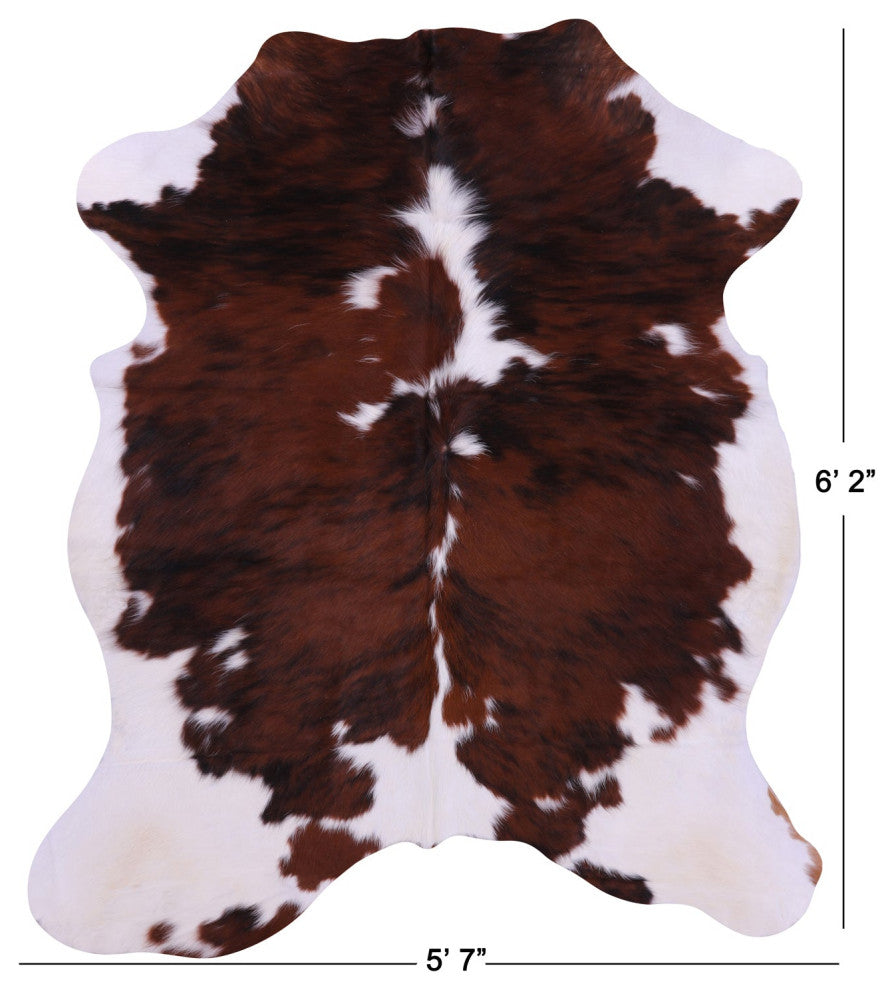 Brown and White Natural Cowhide Rug 6' 2" X 5' 7" C2006