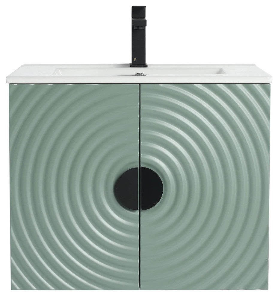Pellabay Bath Vanity, Fluted Circular Doors Sink Included