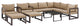 Brown Mocha Fortuna 10-Piece Outdoor Patio Sectional Sofa Set
