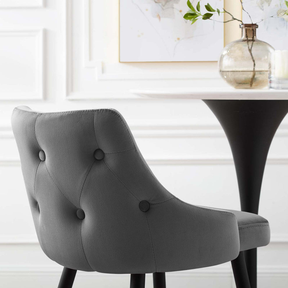 Bar Stool Chair Barstool, Velvet, Gray, Modern, Bar Cafe Bistro Restaurant